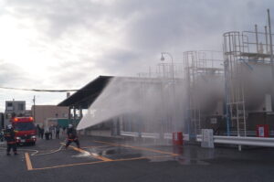 愛知県中核充填所防災訓練、地域を守る使命を担い連携強化、ＬＰガス関連製品や防災機器でＰＲ